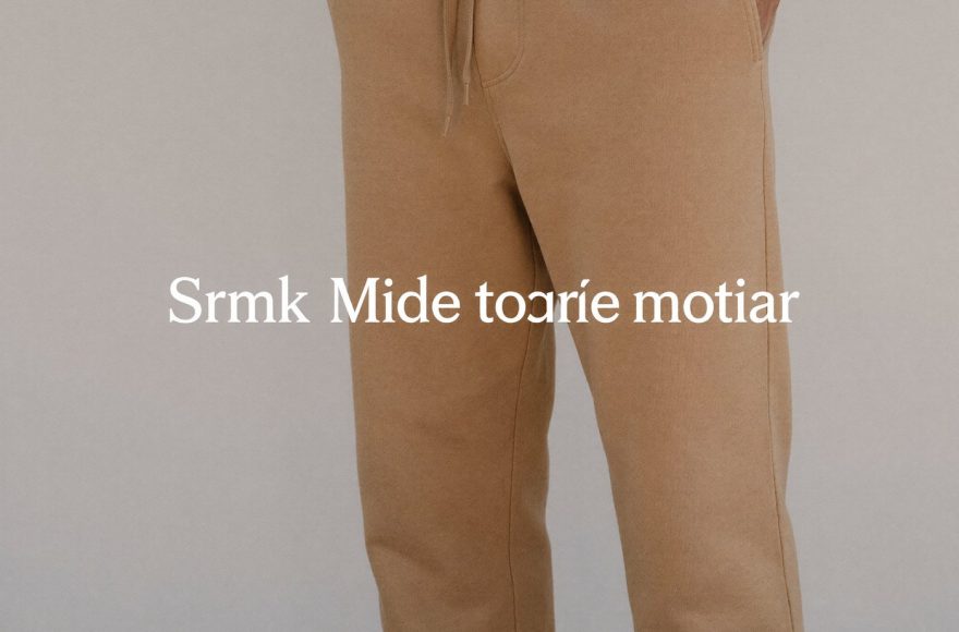 Camel french terry joggers on a tall frame, sitting cleanly along the leg