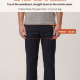 Diagram showing how front rise is measured on a pair of trousers: from the top of the waistband straight down to the crotch seam.